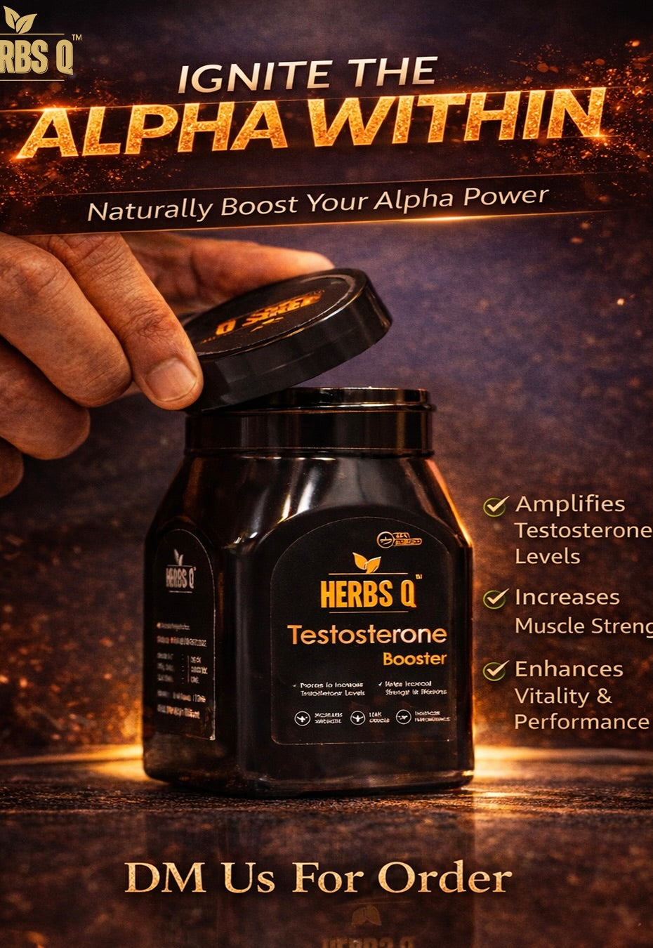 HERBS Q Testosterone Booster | Build Power, Muscle & Confidence (150g)