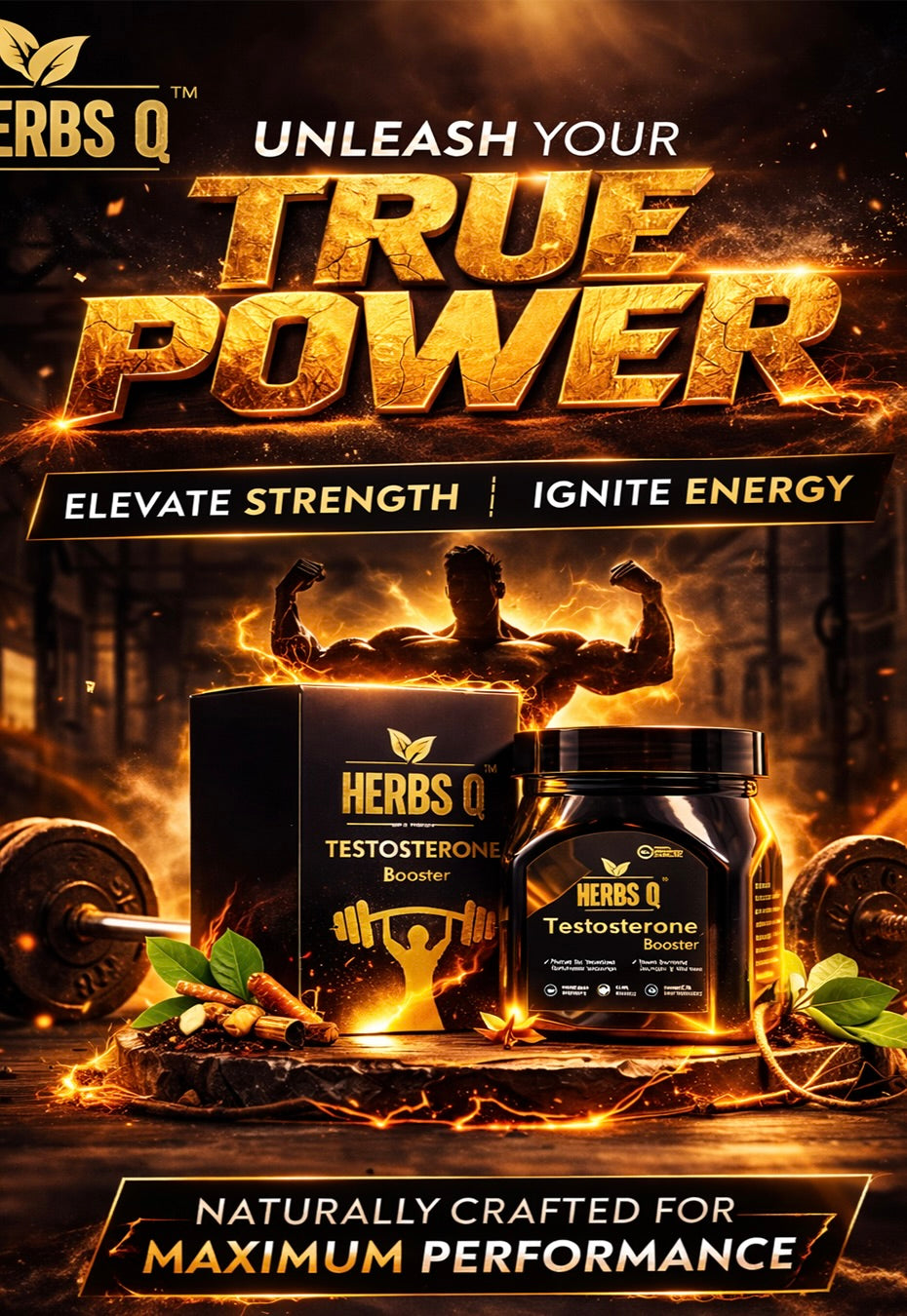 HERBS Q Testosterone Booster | Build Power, Muscle & Confidence (150g)