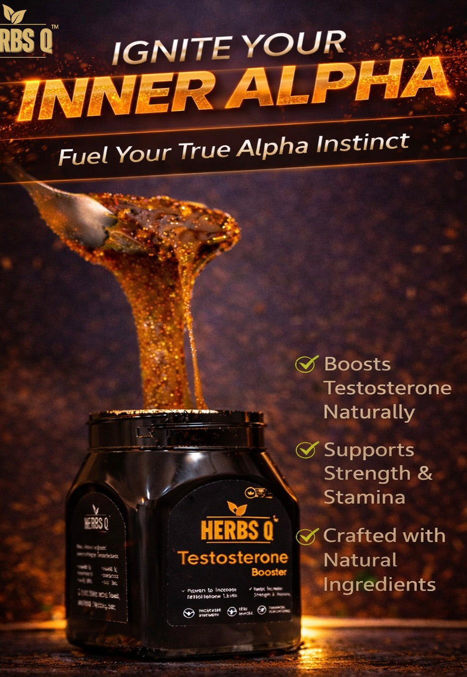 HERBS Q Testosterone Booster | Build Power, Muscle & Confidence (150g)