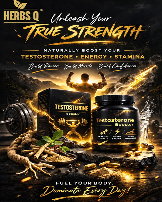 HERBS Q Natural Testosterone Booster | Build Power, Muscle & Confidence